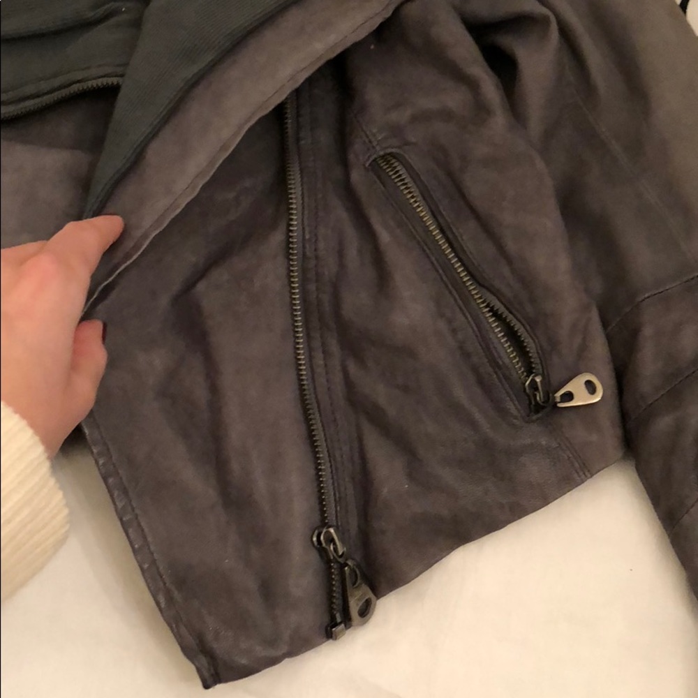 Gray Authentic Leather Jacket - image 6